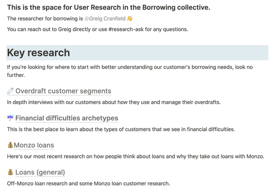 Screenshot of Borrowing-related research documentation, supported by Greig Cranfield